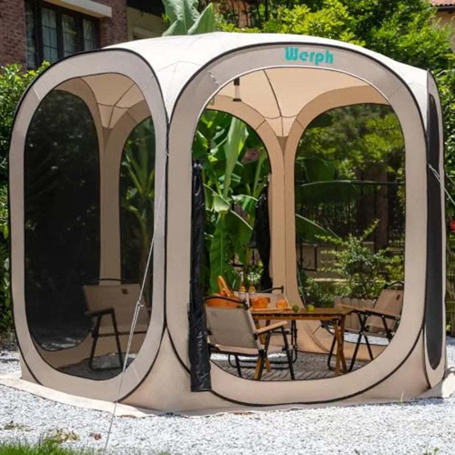 10x10 FT Pop Up Screen Tent Gazebo – Mosquito Netting, UV Resistant Waterproof Canopy for Backyard & Outdoor Use