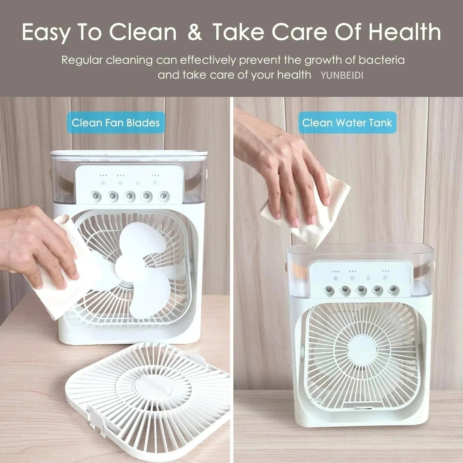 3-in-1 Portable Air Cooler Fan – LED Light, Humidifier & Water Spray Fan for Travel