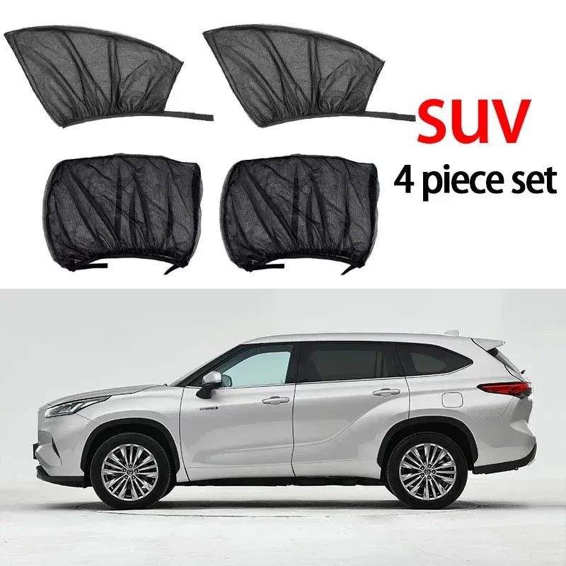 Car Window Sunshade Mosquito Net Set – Breathable UV Protection Screens for Front & Rear Windows (2PCS/4PCS)