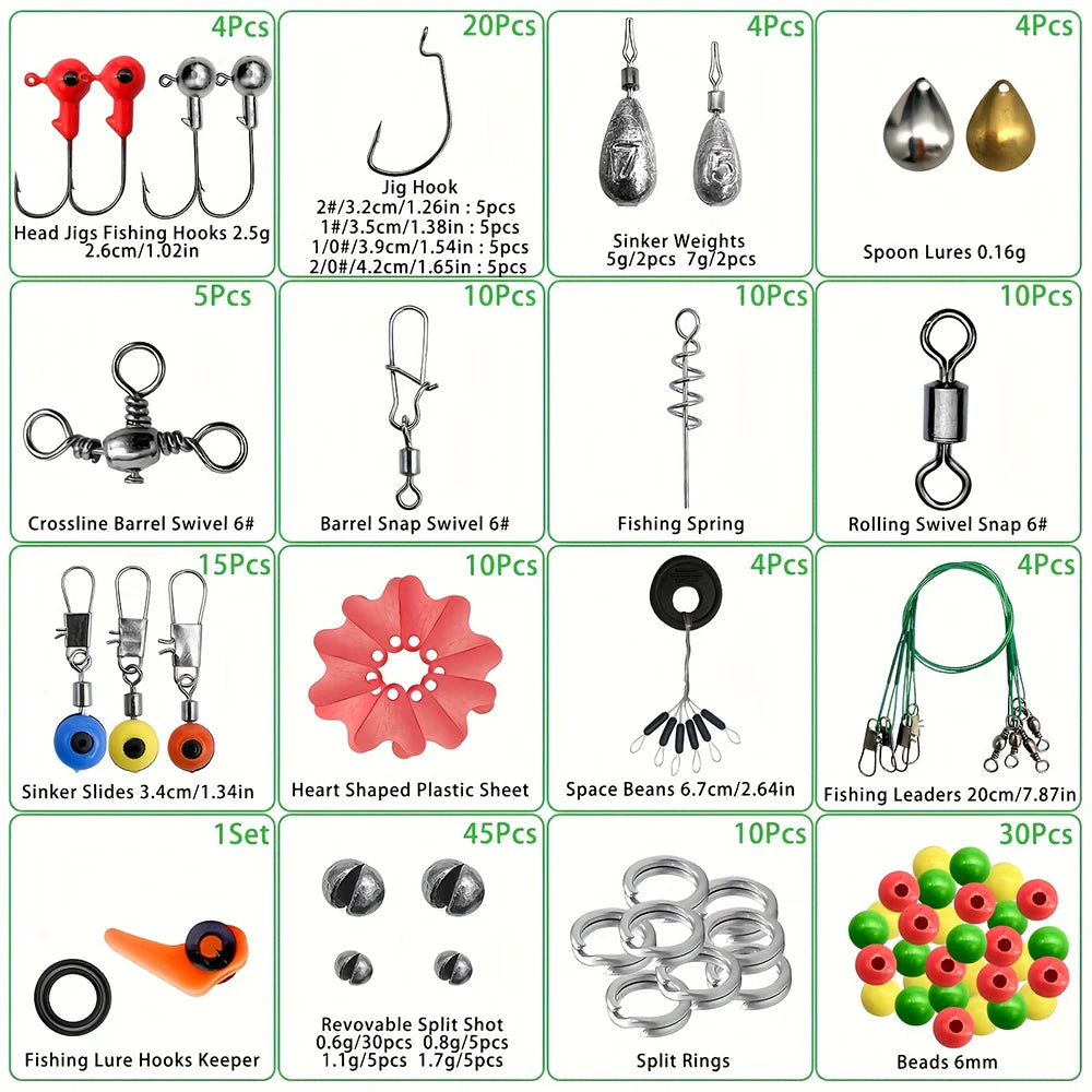 187pcs Fishing Kit – Premium Tackle Box Hooks & More | Field to Peak.