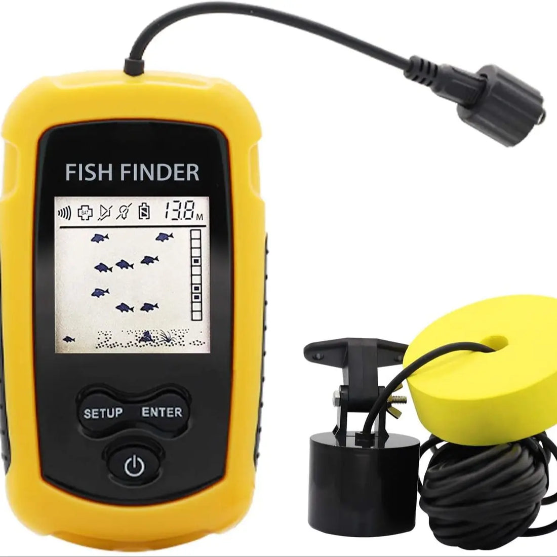 Portable Sonar Fish Finder – 100M Range Depth Finder with Fish Alarm & Echo Sounder
