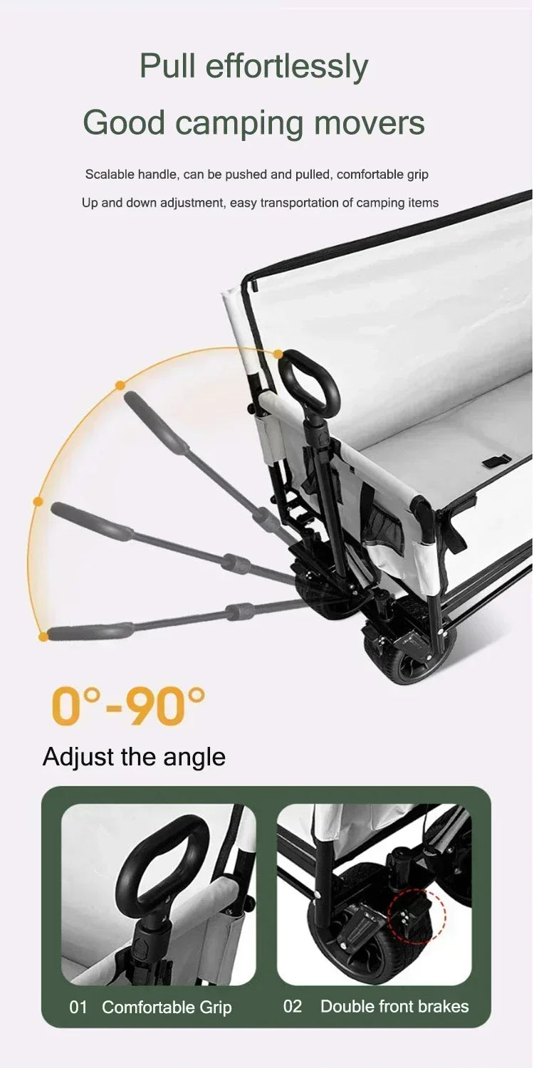 Collapsible Folding Utility Beach Cart Wagon Heavy Duty Large Capacity Fold Wagon Ourdoor Trolley Portable Garden Camping Cart