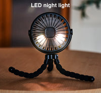 Mini Rechargeable Clip Fan – 360° Rotating Stroller, Bike & Car Tripod Fan