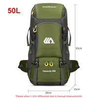50L Travel Backpack for Hiking & Camping – Waterproof Rucksack