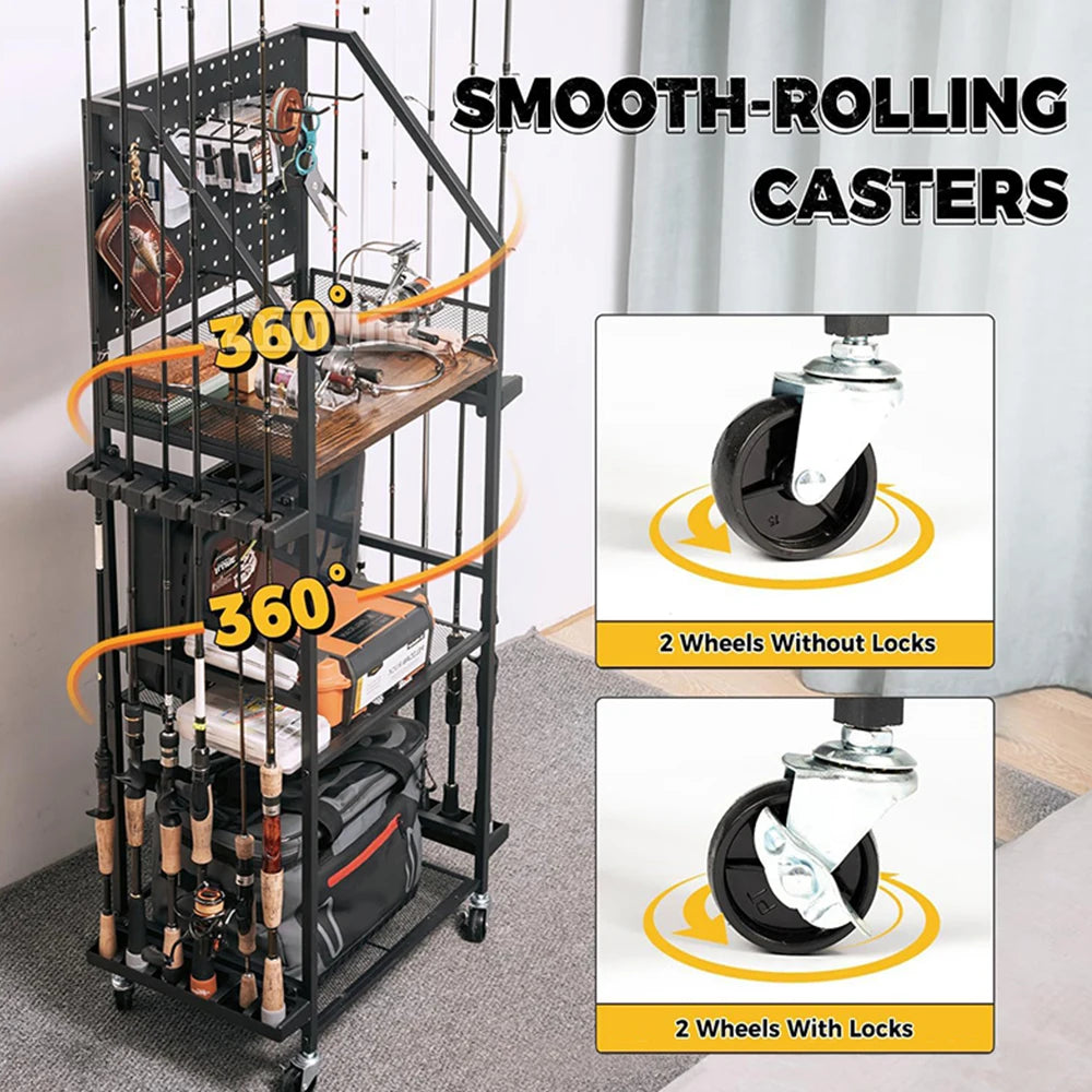 Fishing Rod Bracket, Fishing Equipment Holder , Fishing Cart Fishing Rod Tackle Box Reel Storage Rack