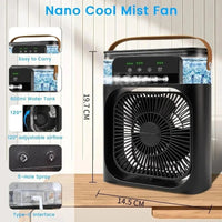 3-in-1 Portable Air Cooler Fan – LED Light, Humidifier & Water Spray Fan for Travel