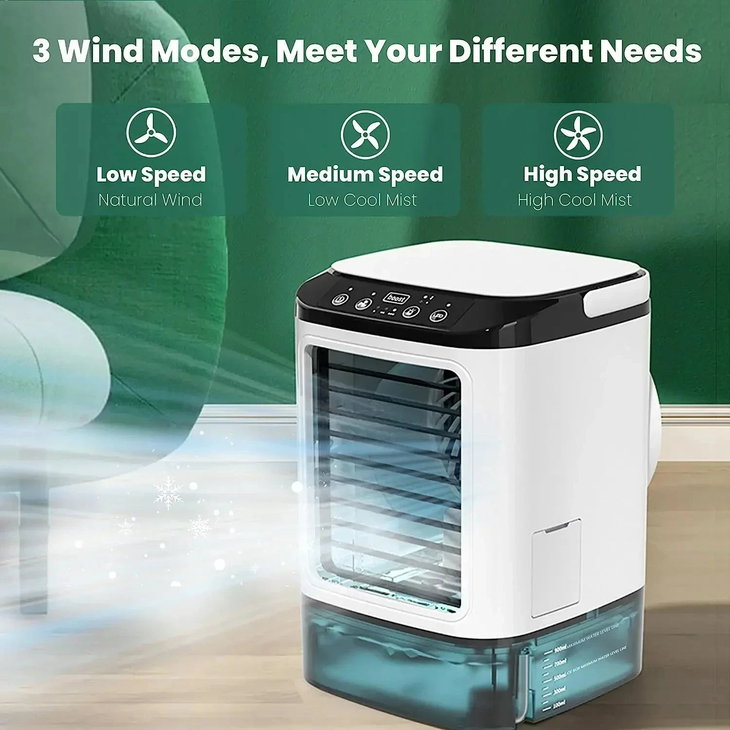 HOMEFISH Portable Air Cooler Fan – Dual Spray Ultrasonic Desktop Fan with Night Light