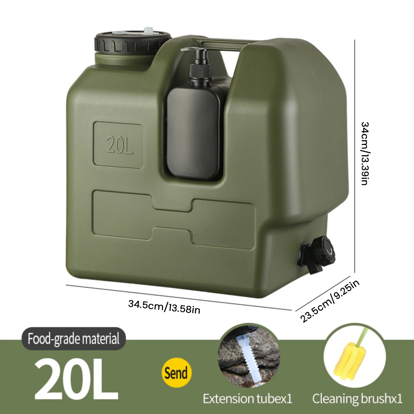 15/20L Water Bucket Large Capacity Portable Camp Water Bag with Detachable Faucet No Leakage for Camping Fishing Picnic Hiking