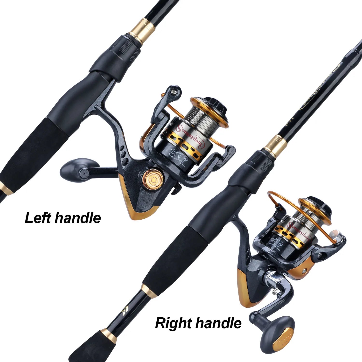 Sougayilang Telescopic Fishing Combo 1.8m 2.1m 2.4m Carbon Fiber Rod and 5.5:1 13+1BB Spinning Fishing Reel Fishing Kit Pesca