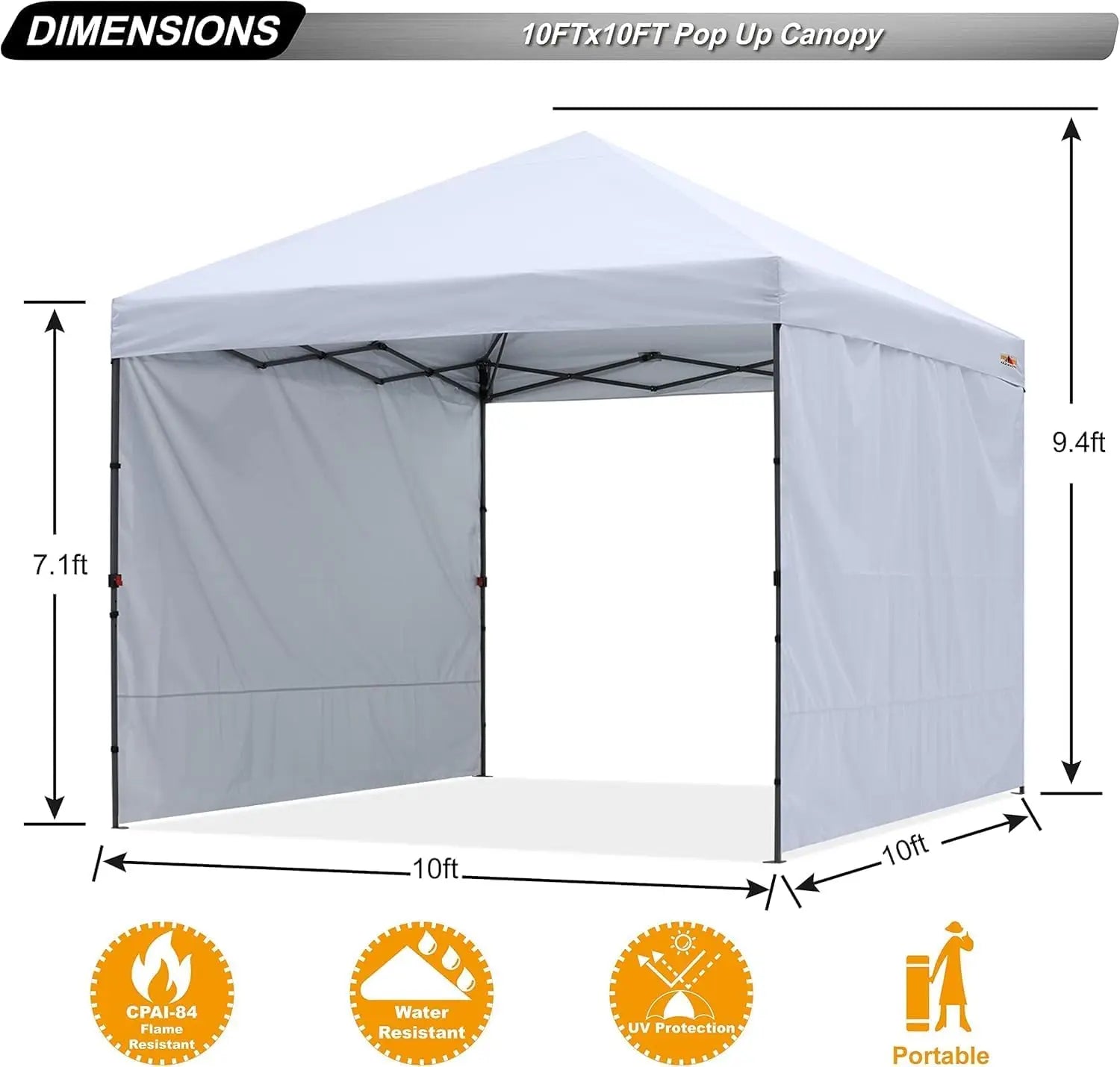 10x10 Pop Up Canopy Tent with Sidewalls
