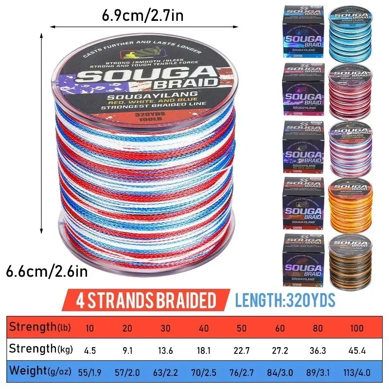 Heavy Duty 4-Strand Braided Fishing Line – PE Multifilament Fishing Wire for Saltwater & Freshwater Fishing