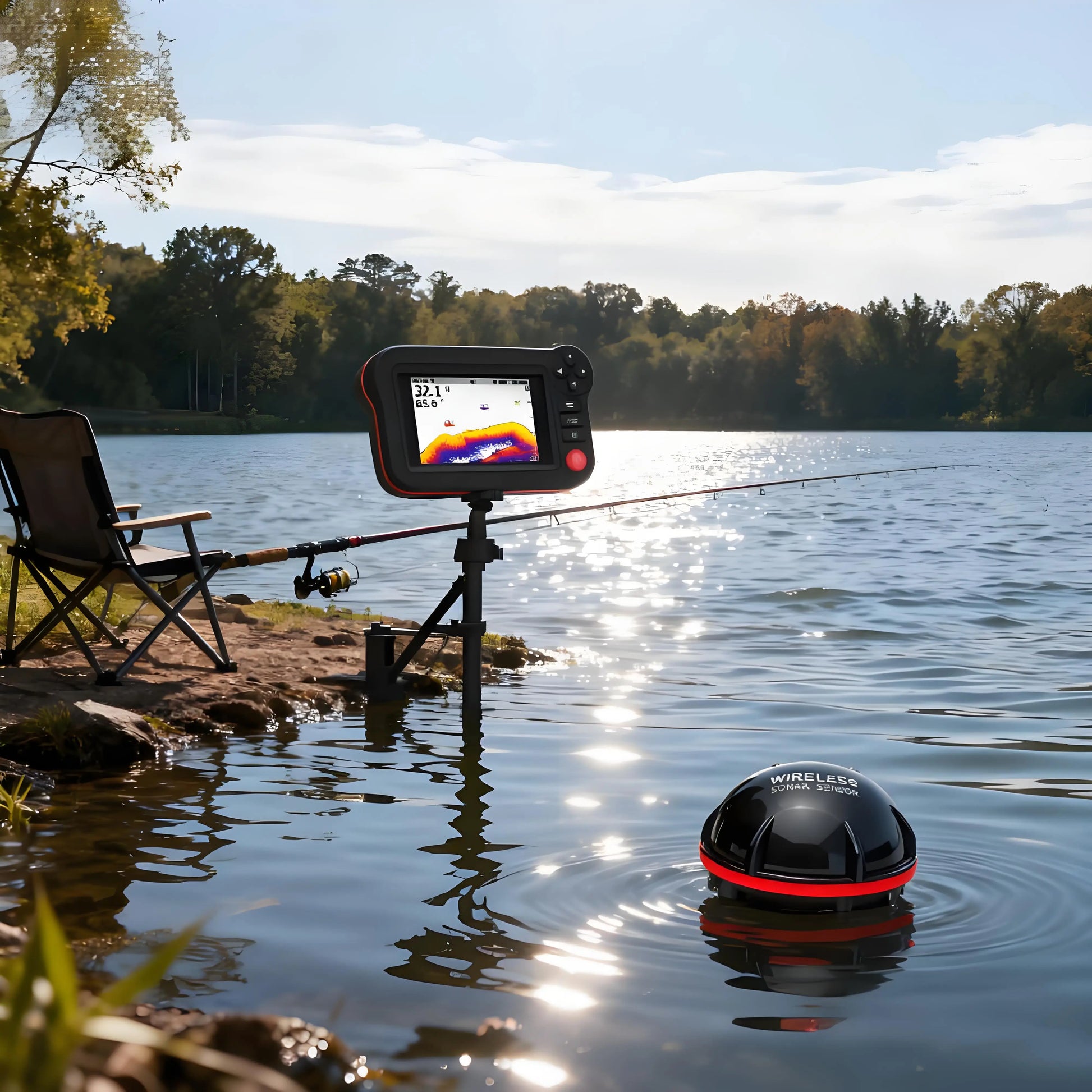 PUPOPAN Smart Fish Finder - Portable Fish Finder and Depth Finder For Recreational Fishing From Dock, Shore Or Bank Find fish