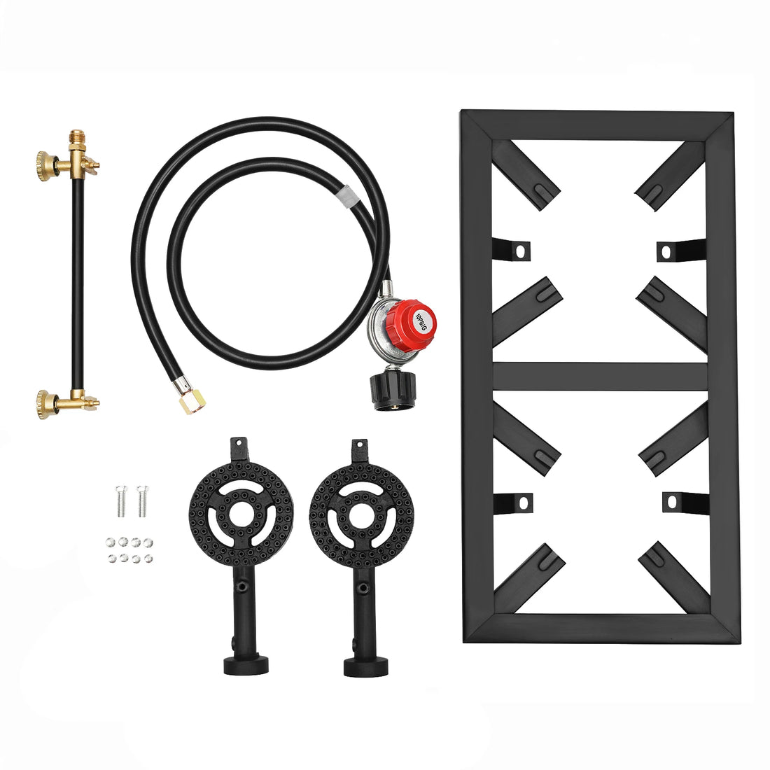 Portable Double Burner Gas Stove – Adjustable Regulator for Camping & BBQ