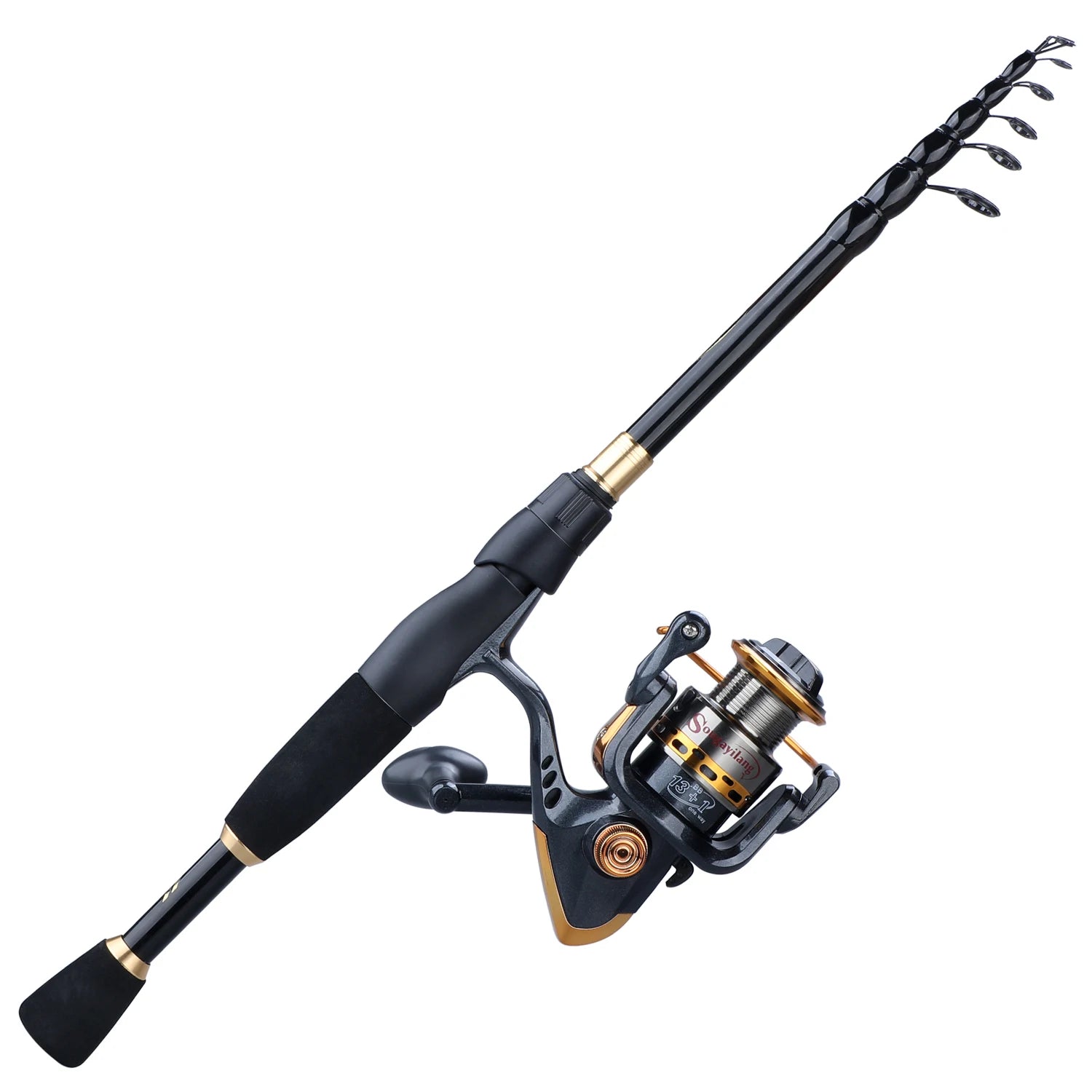 Sougayilang Telescopic Fishing Combo 1.8m 2.1m 2.4m Carbon Fiber Rod and 5.5:1 13+1BB Spinning Fishing Reel Fishing Kit Pesca