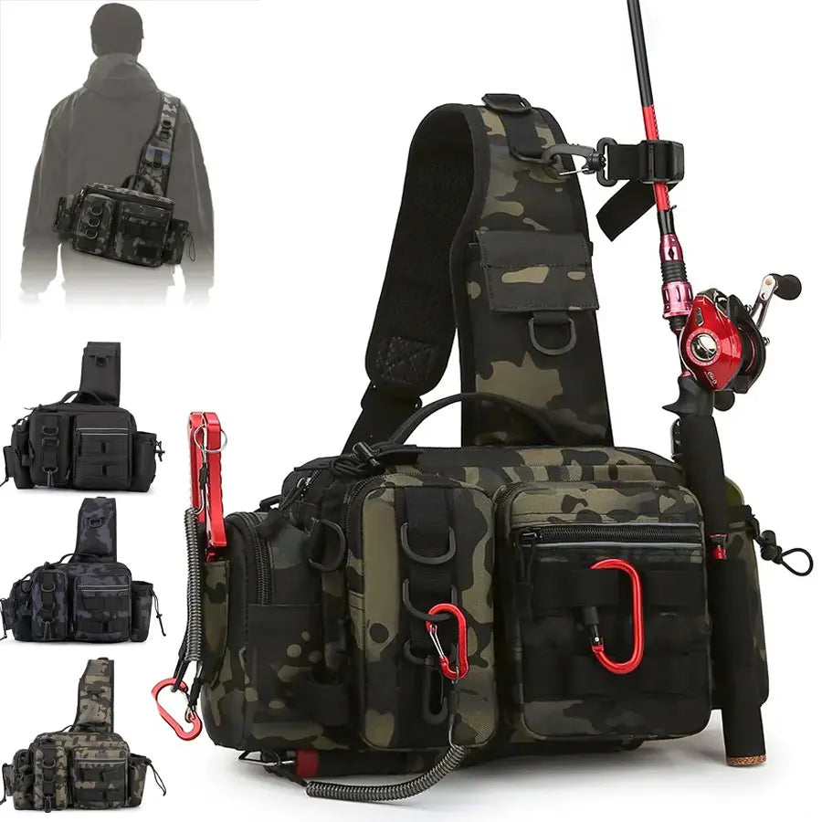 Heavy Duty Fishing Gear Shoulder Bag – Multi-Compartment Outdoor Tackle Storage Bag