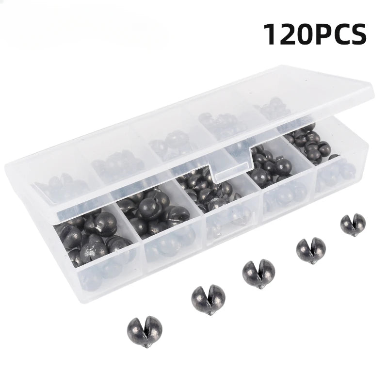 120PCS Fishing Lead Weights Set – Heavy Duty Open Round Sinkers for Raft & Sea Fishing