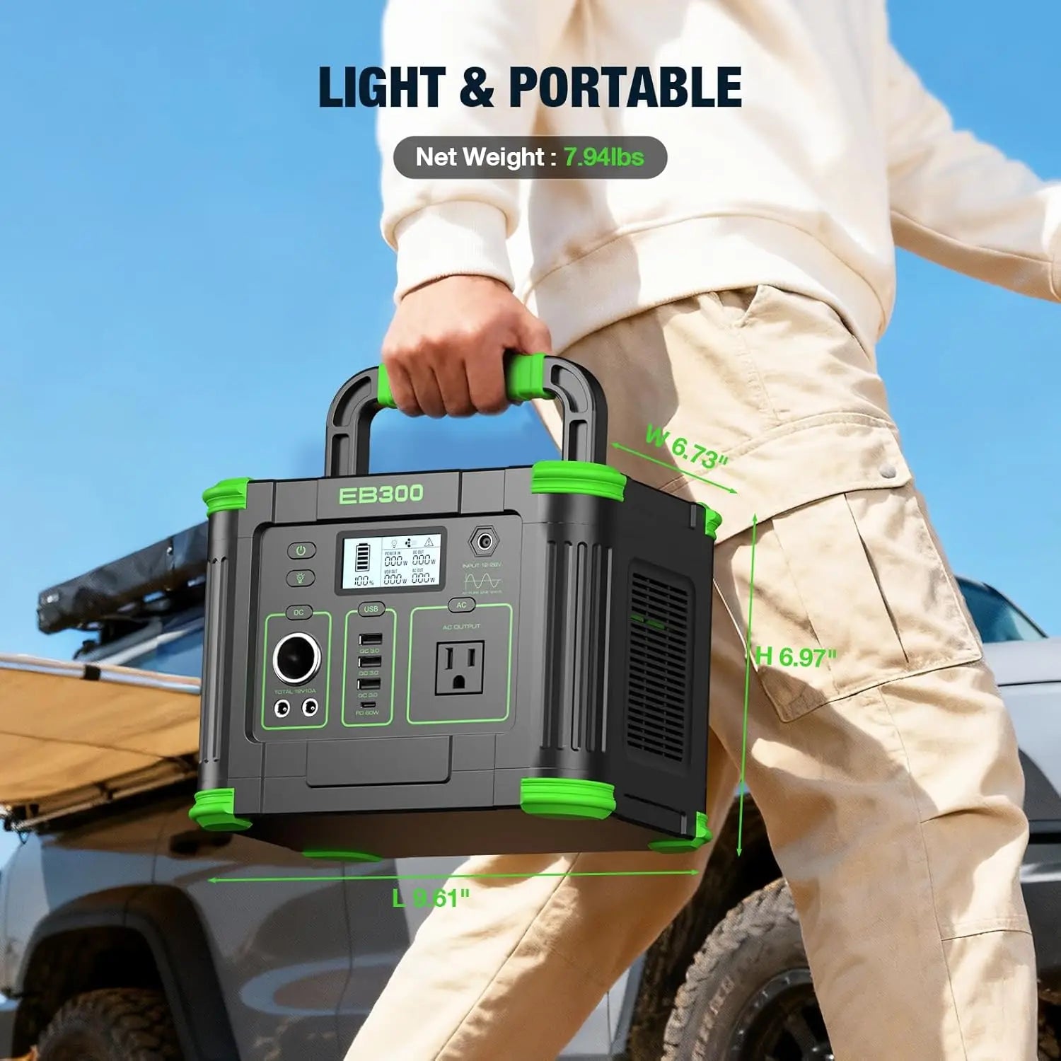EB300 Portable Power Station Solar Backup Generator