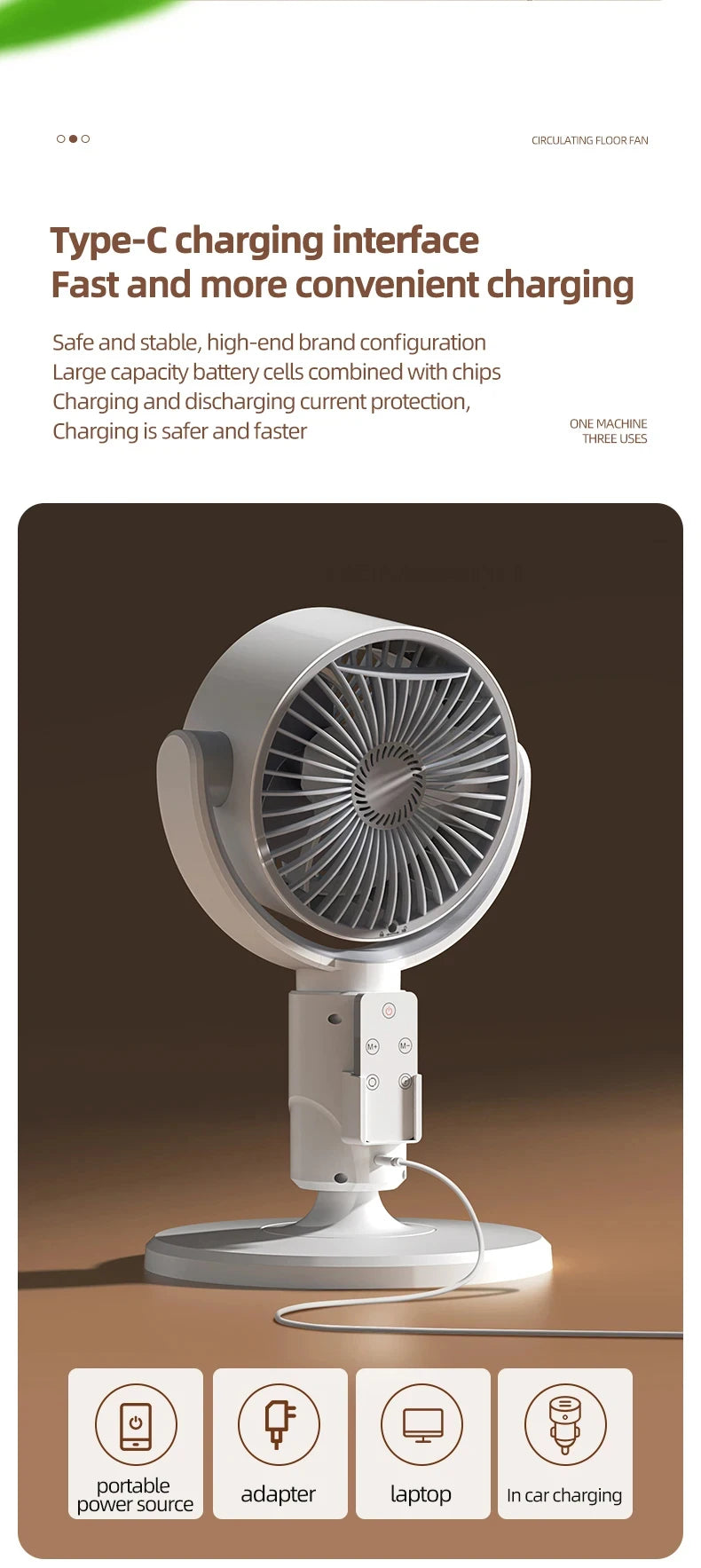 360° Quiet Floor Fan – Powerful Adjustable Height Standing Fan with Remote Control
