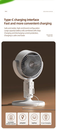 360° Quiet Floor Fan – Powerful Adjustable Height Standing Fan with Remote Control