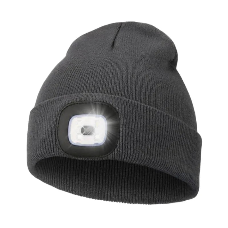 Unisex LED Knitted Beanie Hat | USB Rechargeable Headlamp Winter Warm Hat for Night Activities