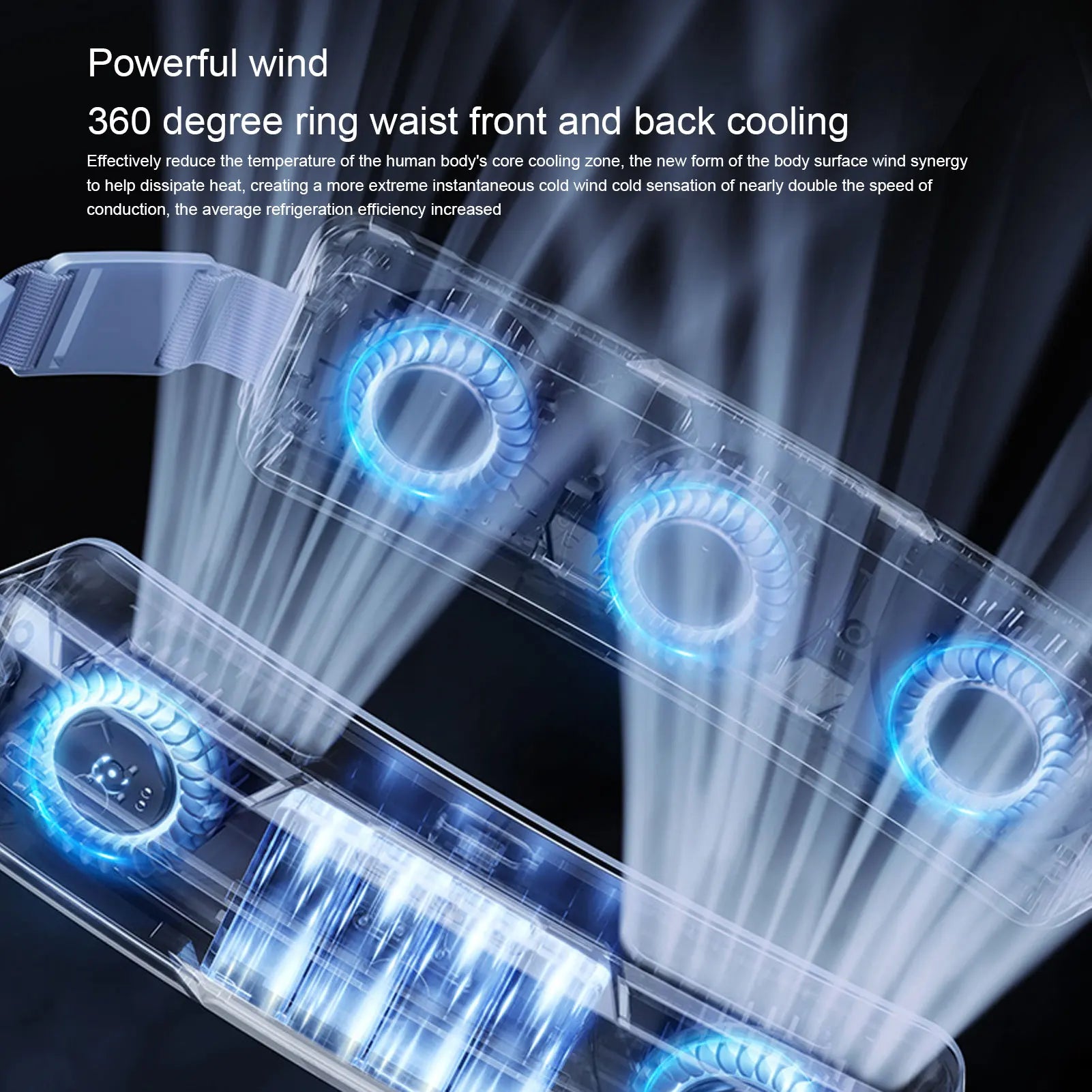 Wearable Waist Fan – 3-Speed Outdoor Belt Fan with Cooling Compress Design for Sports & Work