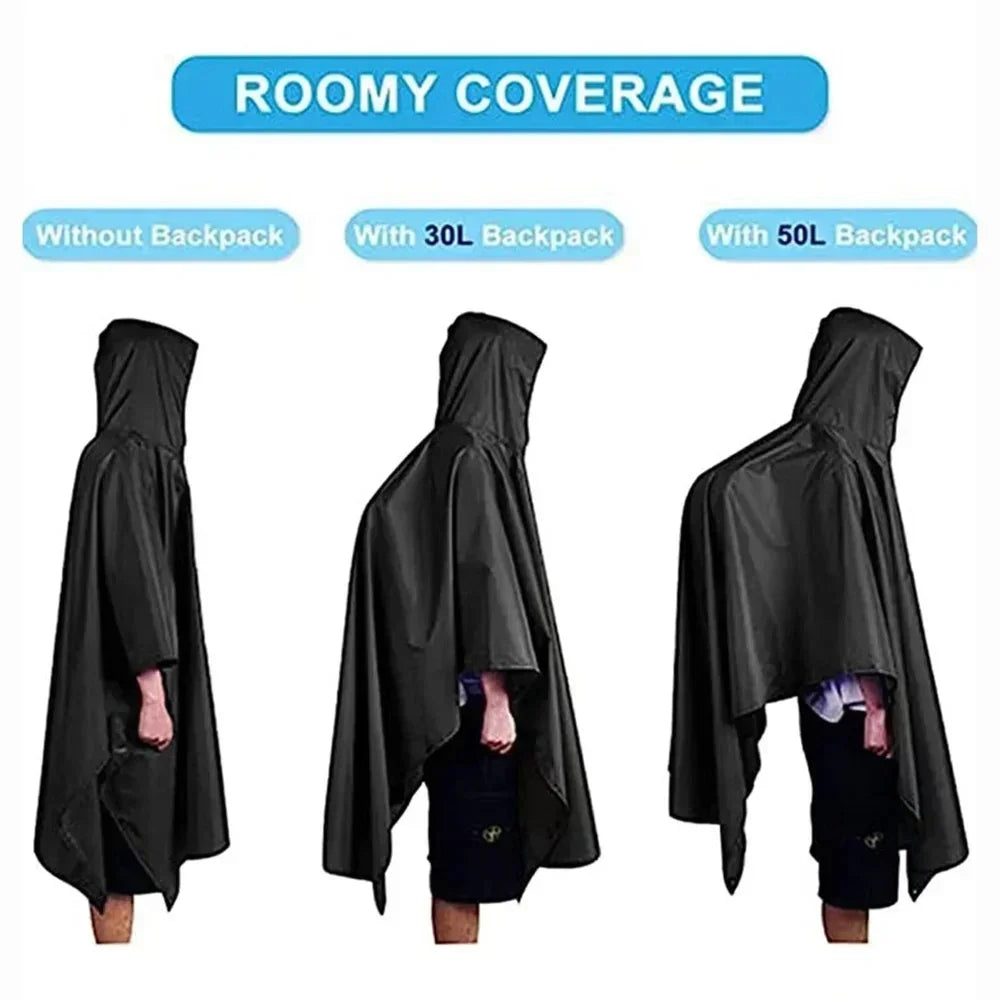 3-in-1 Waterproof Rain Poncho for Camping & Hiking