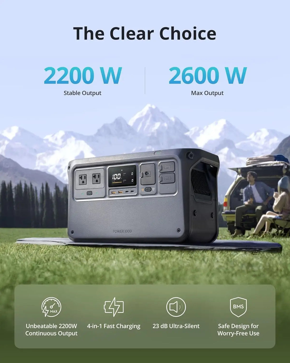 DJI Power 1000 (1024Wh) Portable Power Station – 2200W High Power, Ultra-Silent Backup Generator