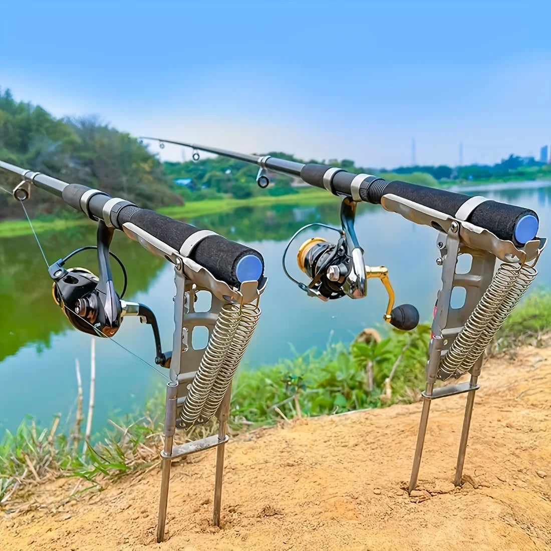 Automatic Spring Fishing Rod Holder – Adjustable Folding Stainless Steel | Field to Peak.