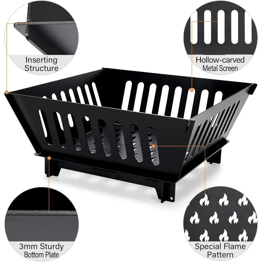 25 Inch Outdoor Fire Pit Wood Burning Campfire Pit