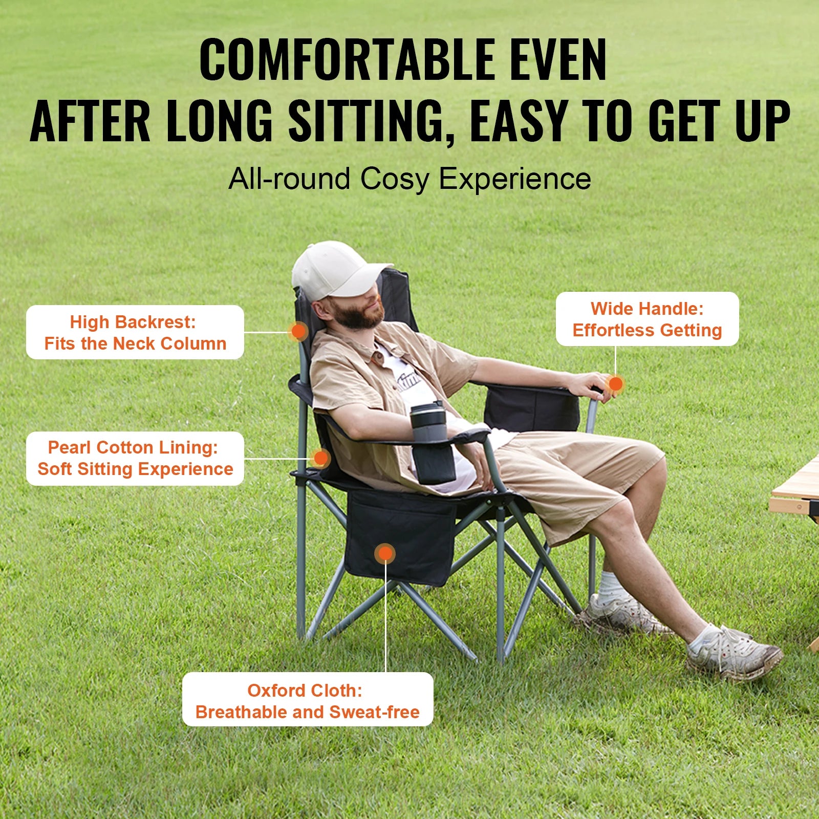Portable Folding Camping Chair with Lumbar Support