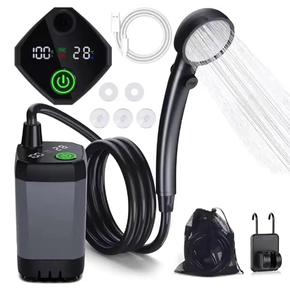 Outdoor Portable Camping Shower – 6000mAh Rechargeable LED Display