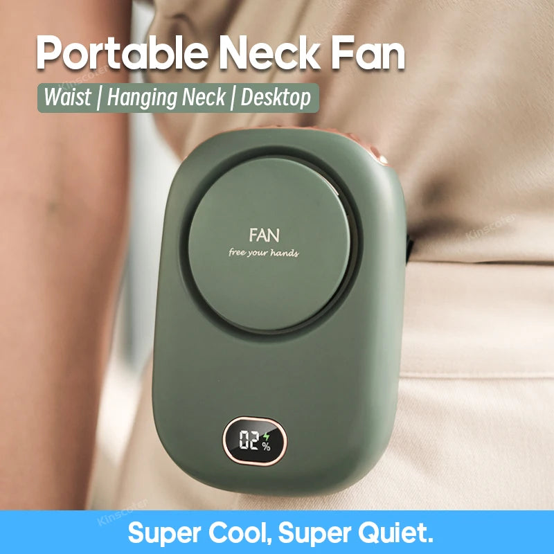 Portable Bladeless Neckband Fan – USB Rechargeable Mini Hanging Neck Fan for Travel & Outdoor Use
