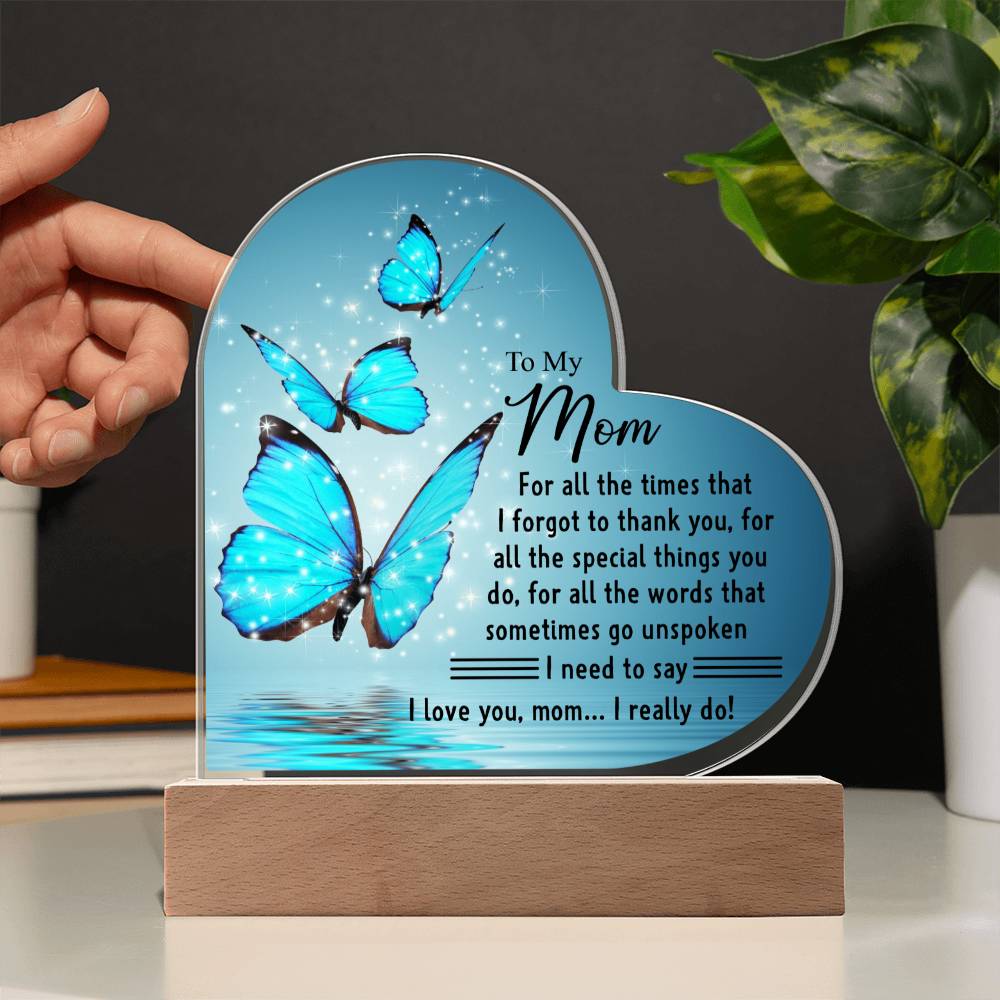To My Mom | I Love You | Acrylic Heart Plaque