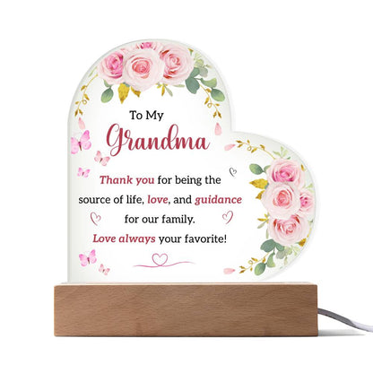To My Grandmom | I Love You | Acrylic Heart Plaque