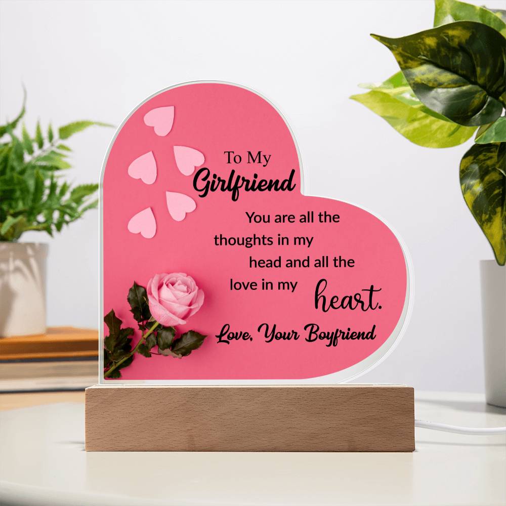 To My Girlfriend | Love Your Boyfriend | Acrylic Heart Plaque
