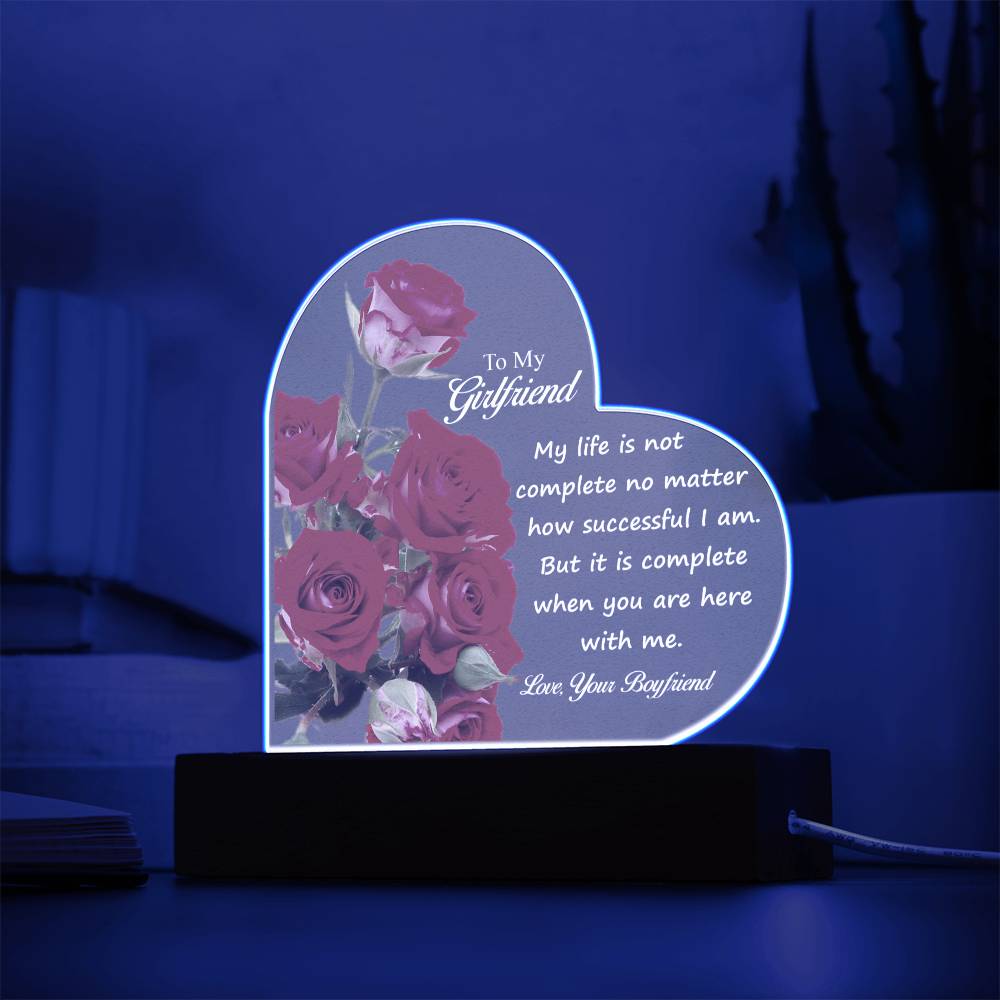 To My Girlfriend| I Love You | Acrylic Heart Plaque
