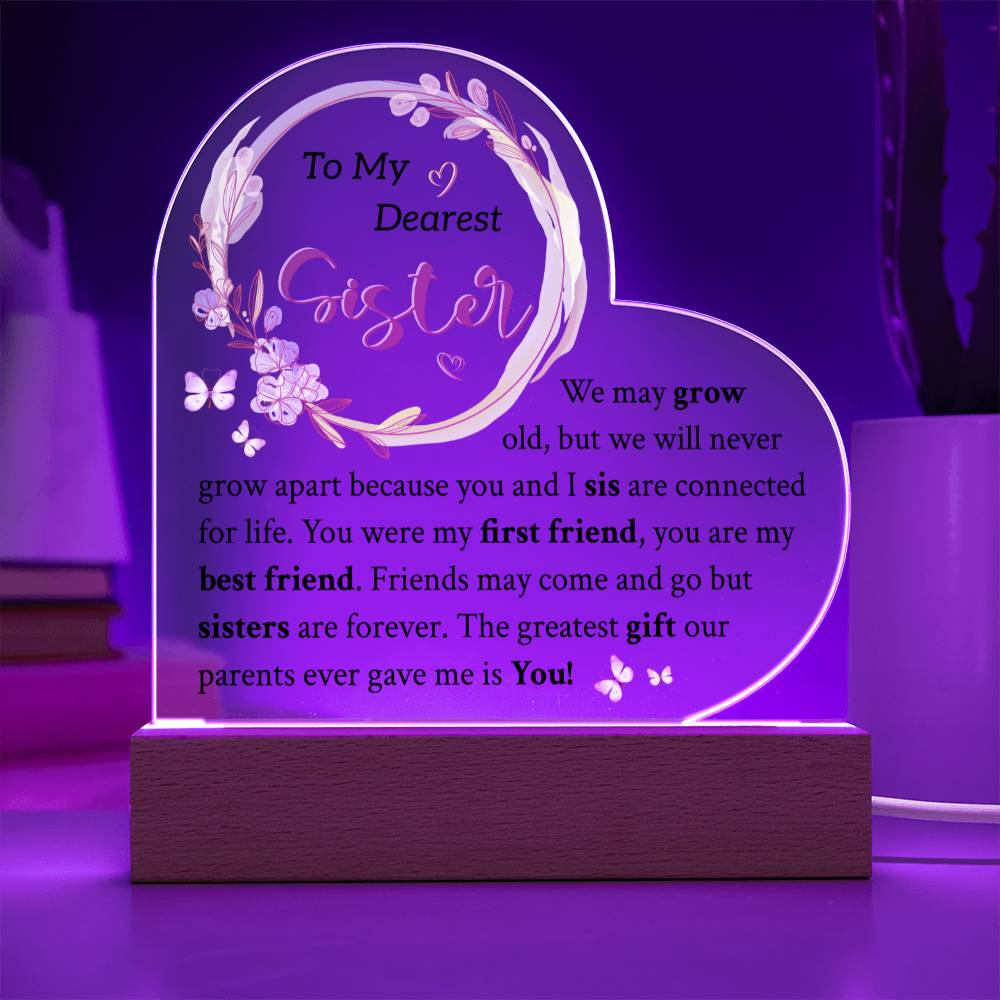 To My Sister | Always Remember | Acrylic Heart Plaque