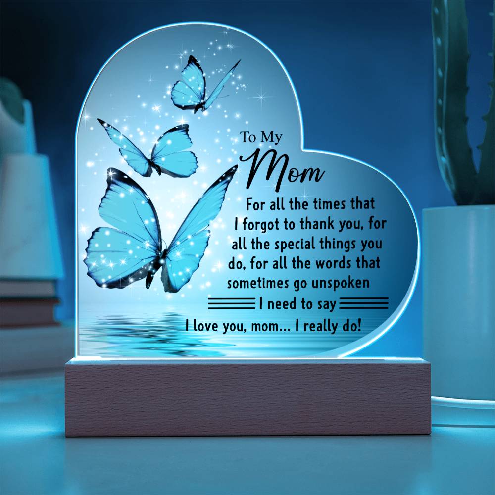 To My Mom | I Love You | Acrylic Heart Plaque