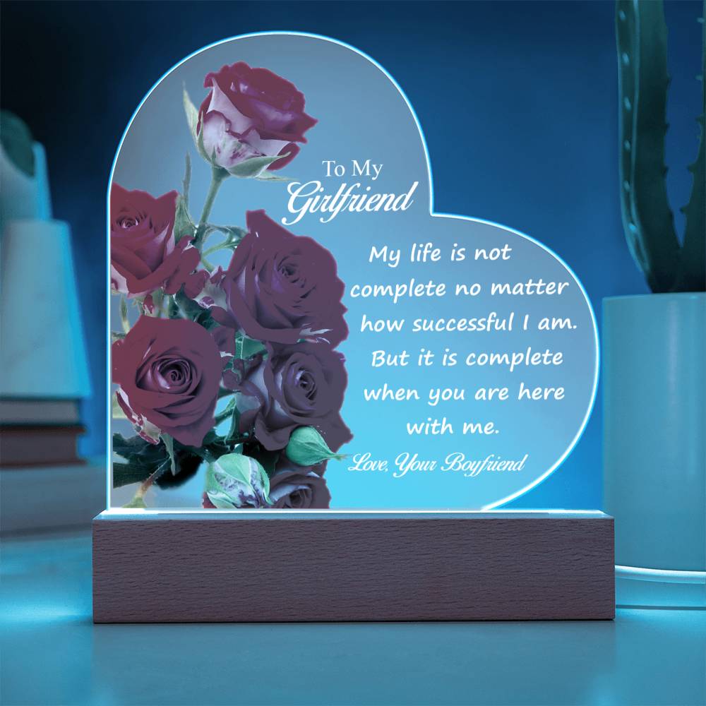 To My Girlfriend| I Love You | Acrylic Heart Plaque