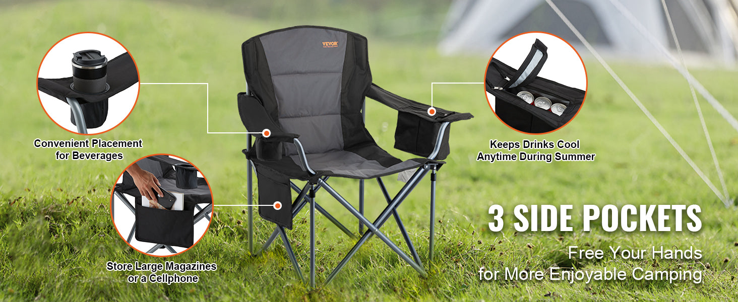 Portable Folding Camping Chair with Lumbar Support