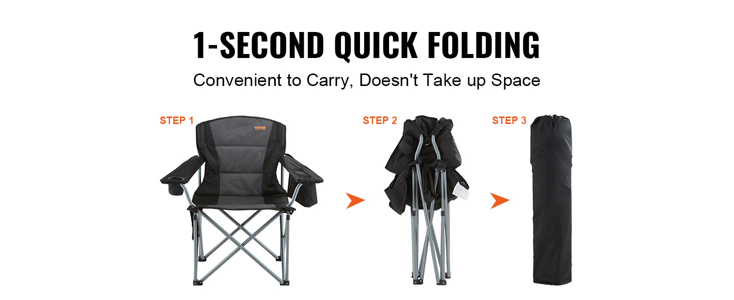 Portable Folding Camping Chair with Lumbar Support